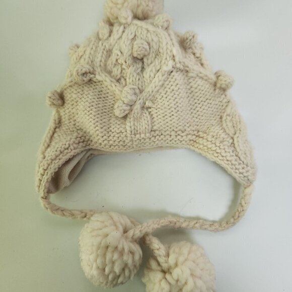 Nivanna Design Ivory Wool Bobble Chunky Knit Pom pom Hat One Size - Picture 3 of 6